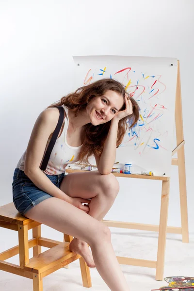 Artist at the easel — Stock Photo, Image