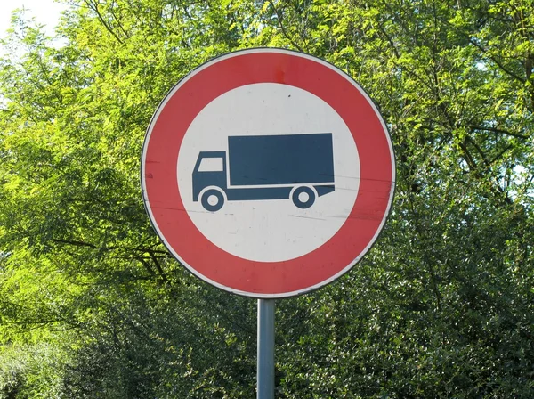 No entry road sign with truck Royalty Free Stock Images