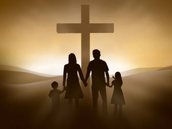耶稣基督十字架上的家庭 — 图库照片
