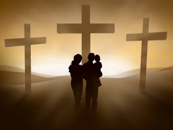 Family Cross Jesus Christ — Stock Photo, Image