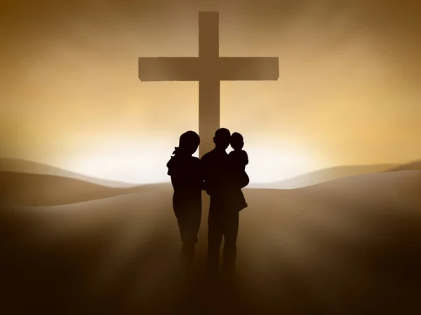 Family Cross Jesus Christ — Stock Photo, Image