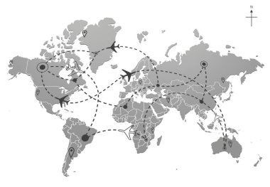 Uçak Uçuş Yolları Seyahat Planları Harita ve Dünya Haritası