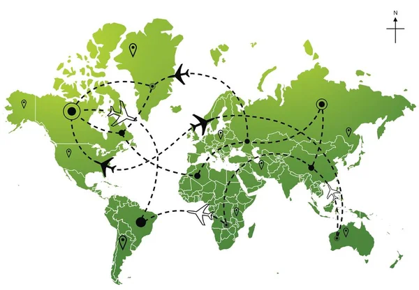 Airline Plane Flight Paths Travel Plans Map and world map