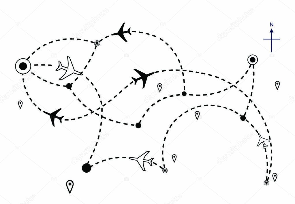Airline Plane Flight Paths Travel Plans Map