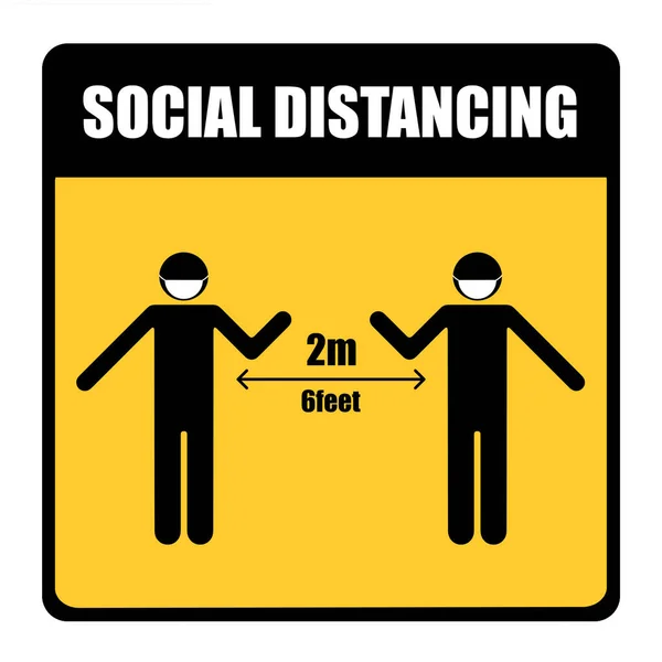 Distanze Sociali Adesivo 6Feet Stop Aspetta Qui Illustrazione Del Testo — Foto Stock