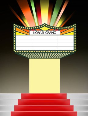 Broadway Film Marquee, şimdi sahneyi gösteriyor.