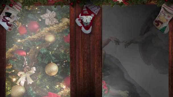 Christmas Windows Decorated Holiday — Stock Video