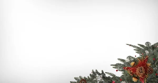 Decoração Natal Fundo Neve Madeira Branca Para Espaço Cartão Saudação — Fotografia de Stock