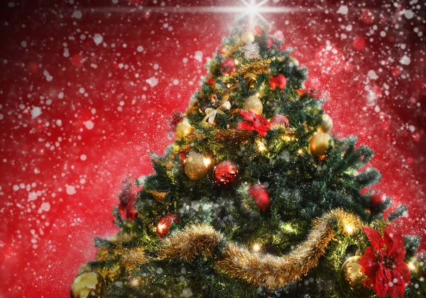 クリスマスツリーの装飾照明花 — ストック写真