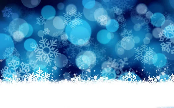 青い抽象的な雪が降る冬のクリスマスの背景 — ストック写真