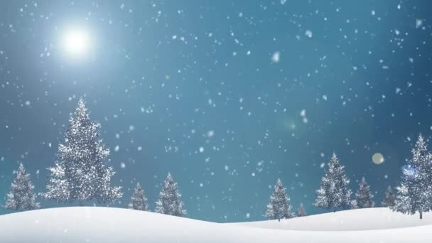 Stromy Sněží Zimě Vánoce — Stock video