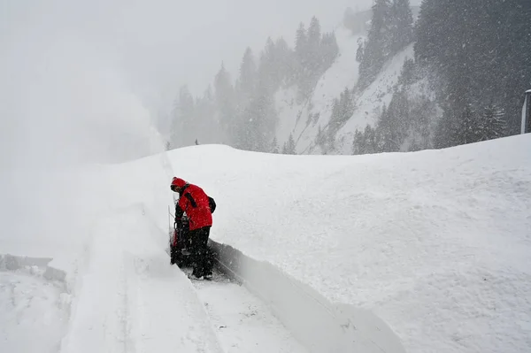 Máquina Eliminación Nieve Montaña Invierno —  Fotos de Stock