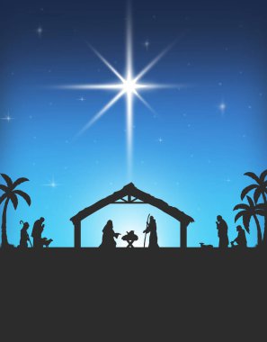 İsa 'nın Doğumu Silüeti Noel arkaplanı