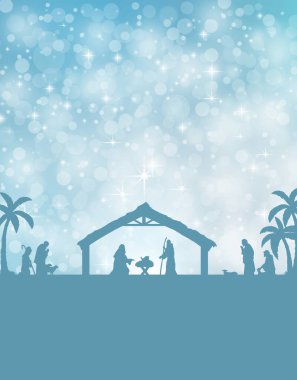İsa 'nın Doğumu Silüeti Noel arkaplanı
