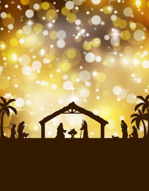 İsa 'nın Doğumu Silüeti Noel arkaplanı