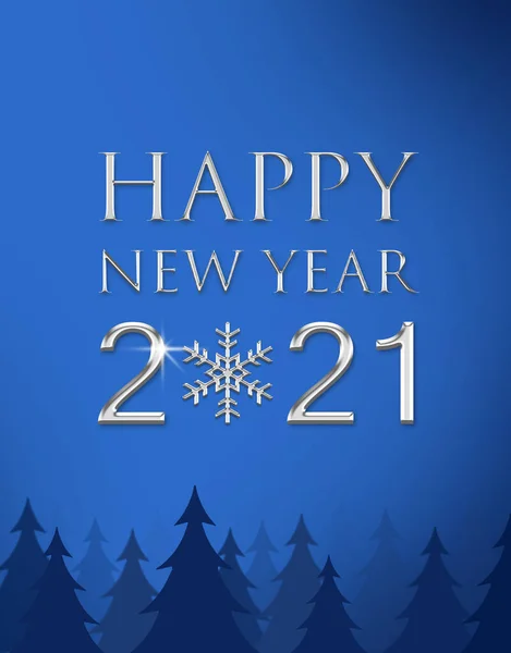 Happy New Year 2021 holiday Silver text design