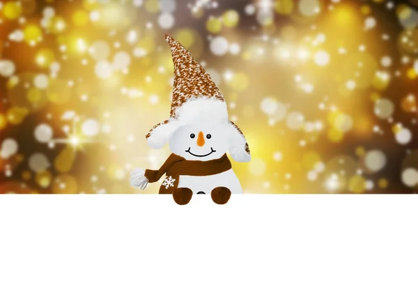Snowman Winter Background Christmas Snow Snowflakes Greeting Card Copy Space — Stock Photo, Image