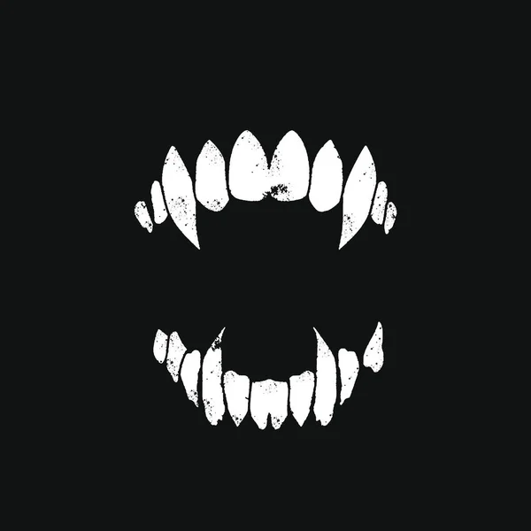吸血鬼的牙齿 恐怖的嘴交叉 — 图库照片