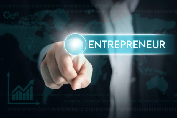 起業家 ビジネスマン デジタルスクリーン — ストック写真