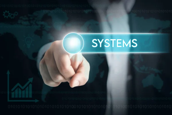 Sistemas Homem Negócios Tela Digital — Fotografia de Stock