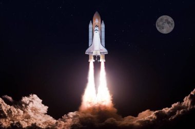 Space shuttle liftoff , rockets launch into space clipart