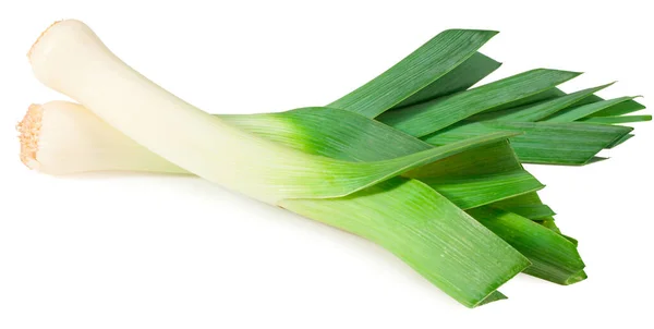 Leek Isolated White Background Clipping Path Full Depth Field — Stock Photo, Image