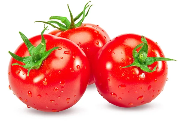 三个新鲜的西红柿 在白色的背景上分离 剪切路径 — 图库照片