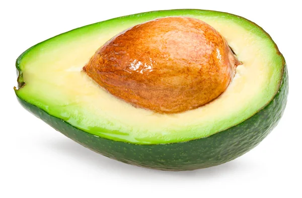 Vers Gesneden Avocado Geïsoleerd Witte Achtergrond Volledige Scherptediepte Knippad — Stockfoto
