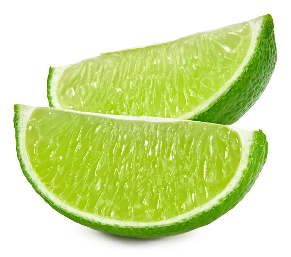 Cut Green Lime Isolated White Background Clipping Path — Stock Photo, Image