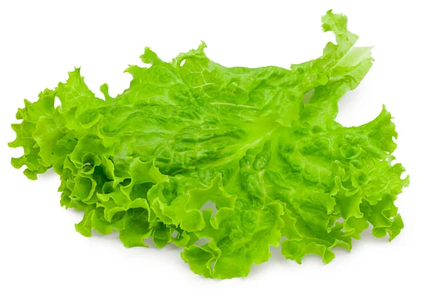 Één Saladeblad Geïsoleerd Een Witte Achtergrond Volledige Scherptediepte Knippad — Stockfoto