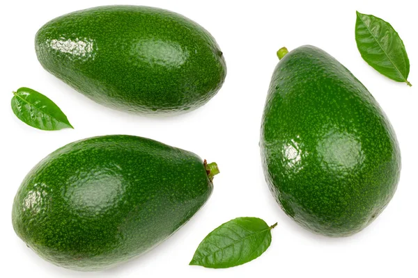 Frische Avocado Isoliert Auf Weißem Hintergrund Ansicht Von Oben Schneidpfad — Stockfoto