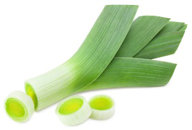 Pırasa beyaz arka planda izole edilmiş. kırpma yolu ile