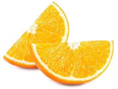 Beyaz arka planda izole edilmiş portakal kesimi. kırpma yolu