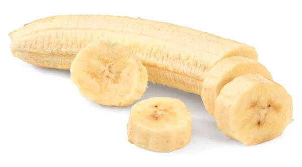 Corte Banana Isolado Fundo Branco Exótico Tropical Caminho Recorte — Fotografia de Stock