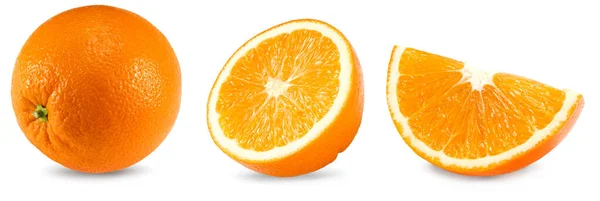 Raccolta Taglio Arancio Isolato Fondo Bianco Cibo Sano Percorso Ritaglio — Foto Stock