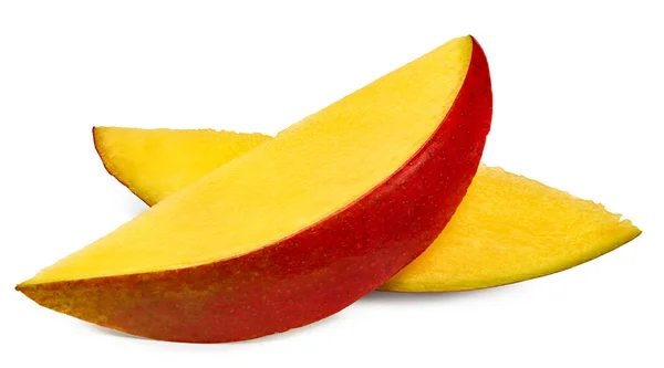 Bitar Mango Isolerad Vit Bakgrund Exotisk Frukt Klippväg — Stockfoto