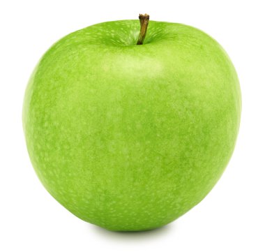 Tek yeşil elma beyaz arka planda izole edilmiş. kırpma yolu