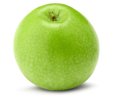 Tek yeşil elma beyaz arka planda izole edilmiş. kırpma yolu