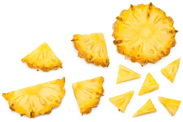 Geschnittene Ananas Isoliert Auf Weißem Hintergrund Exotische Früchte Schneideweg Ansicht — Stockfoto