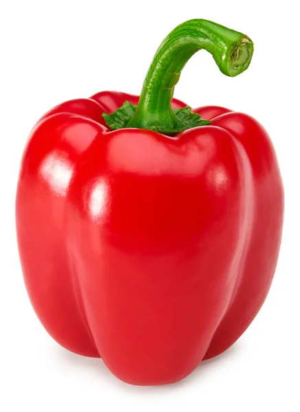 One Red Sweet Bell Pepper Isolated White Background Clipping Path — Stock Photo, Image