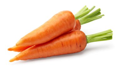 Beyaz arka planda izole edilmiş havuç. kırpma yolu