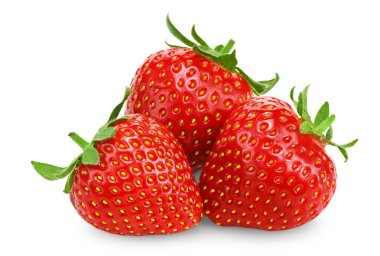 Beyaz arka planda izole edilmiş çilek. Makro. kırpma yolu