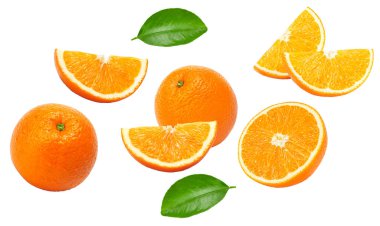 Beyaz arka planda izole edilmiş portakal kesimi. kırpma yolu. 