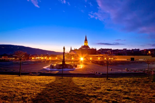 Marija Bistrica tapınak akşam görünümü — Stok fotoğraf