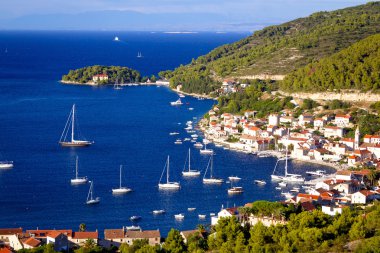 Island of Vis yachting bay clipart