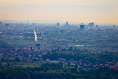 Zagrep şehir panoramik havadan görünümü