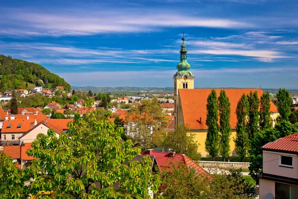 Town of Samobor church and rooftops — Stock Photo, Image