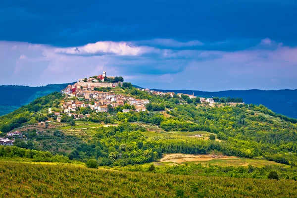 Stad van Motovun op schilderachtige heuvel — Stockfoto