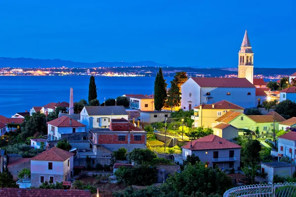 Cidade de Kali na ilha de Ugljan vista noturna — Fotografia de Stock