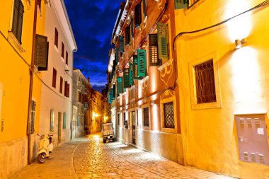 Old stone street of Rovinj evening view clipart